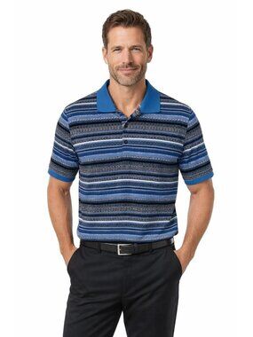 NWT Paisley & Gray Mens Slim Fit Striped Polo Shirt XL Blue/Gray Business Work